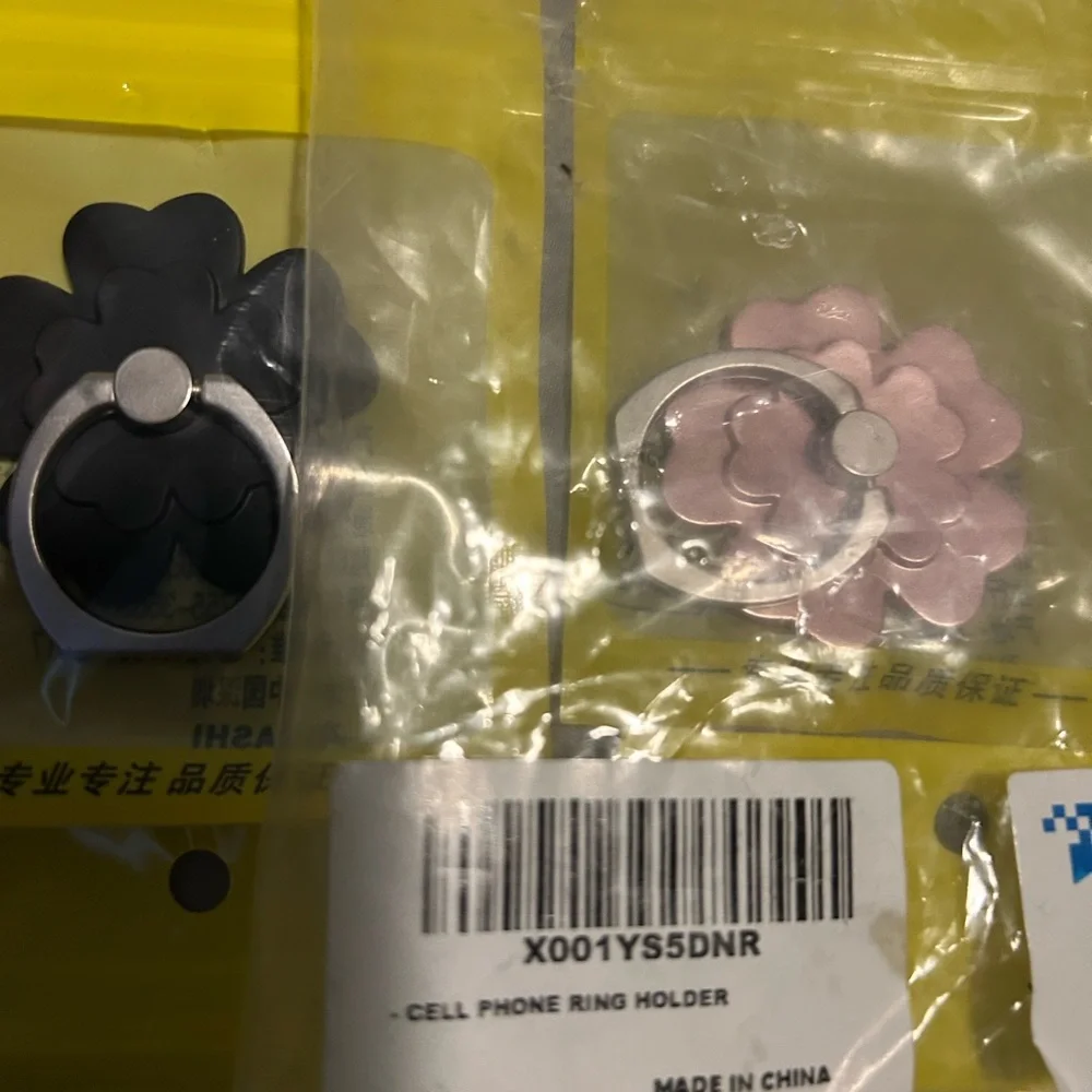 Black and Pink Flower Phone Ring Holders